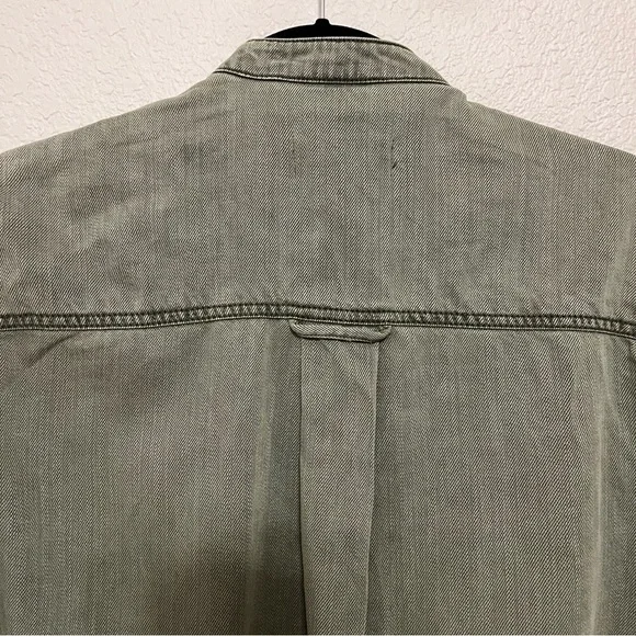 Anthropologie Olive Green and Bronze Sequin Button Down Shirt Size 8 - Picture 12 of 16